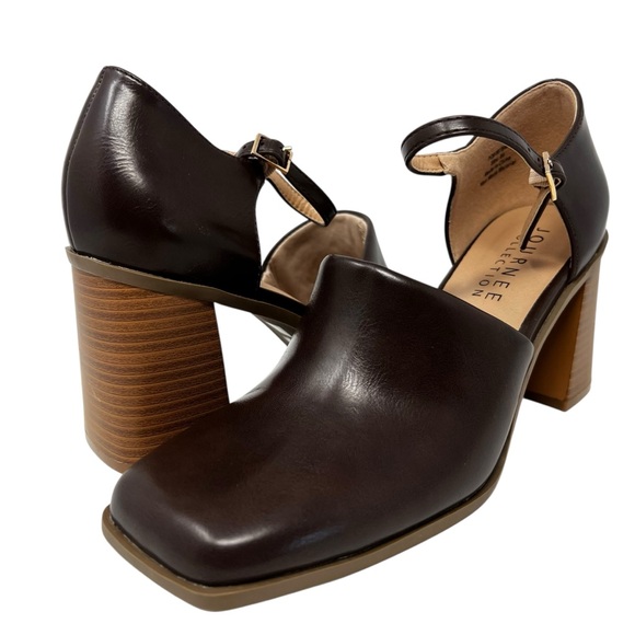 Journee Collection Shoes - Journee Collection Dark Brown Block Heel Mules